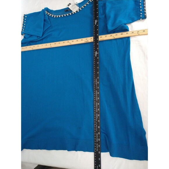 The Limited 3X Beaded Blue top NWT Flaw Snags *See Pics Dressy Cocktail Party - Picture 11 of 14
